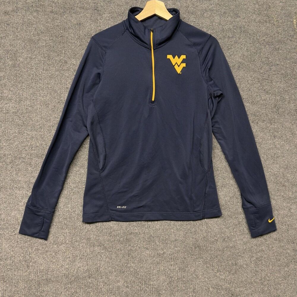 West Virginia Mountaineers 1/4 Zip Womens S Blue Nike Dri-FIT Pullover Running